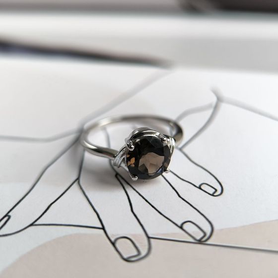 Срібна каблучка з раухтопазом (димчастим кварцом)