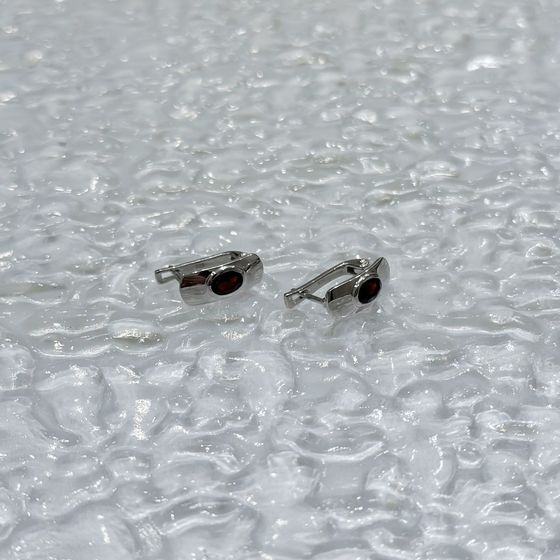 Срібні сережки з гранатом