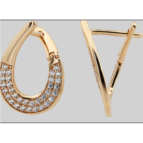 Золоті сережки з фіанітами 0.74ct