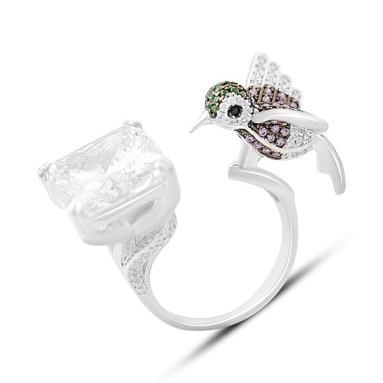 Срібна каблучка з фіанітами