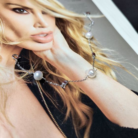 Серебряный браслет с жемчугом