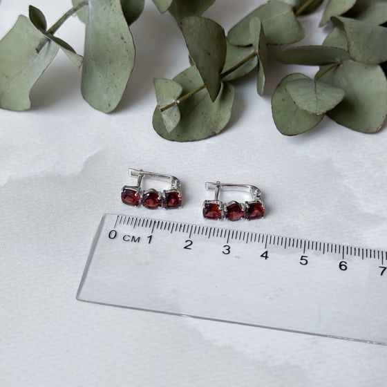 Silver earrings with garnet (3.929 carats)