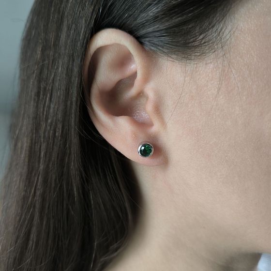 Срібні сережки зі смарагдом nano 0.77ct