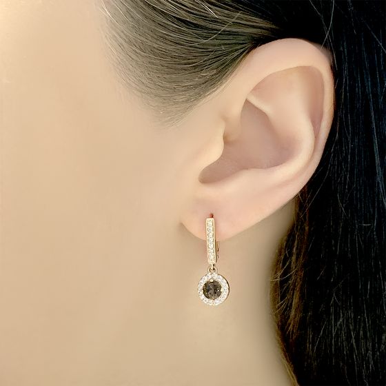 Золотые серьги с раухтопазом (дымчатым кварцем) 0.82ct