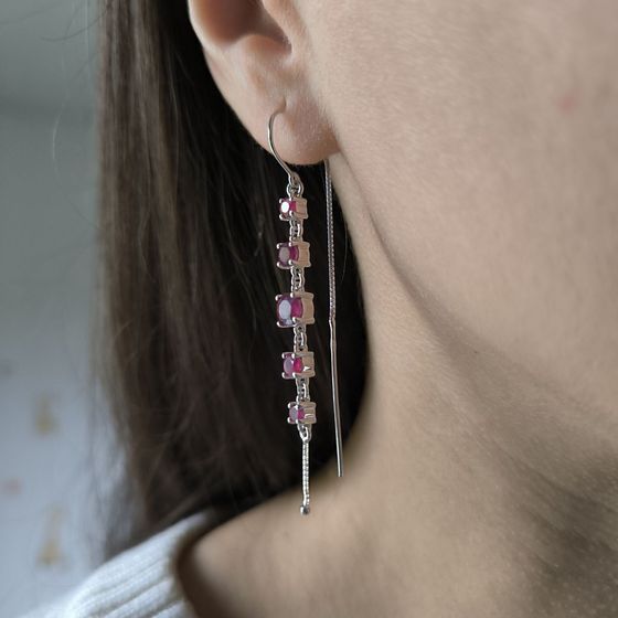 Срібні сережки з рубіном 3.58ct