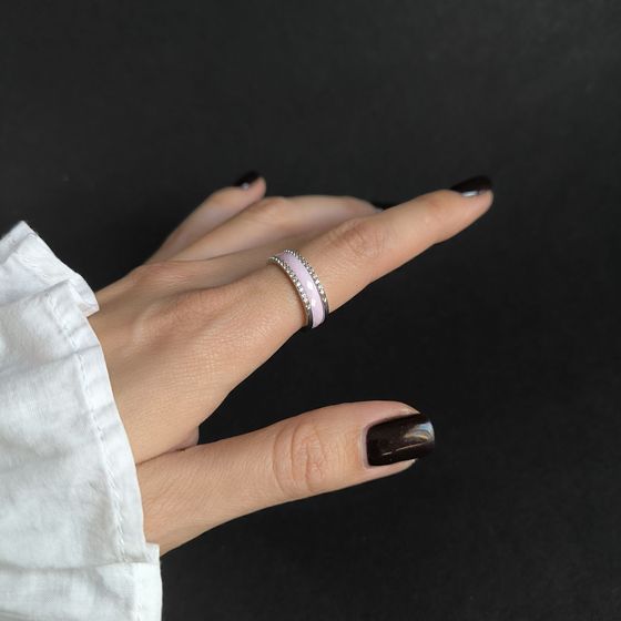 Silver ring with ceramics