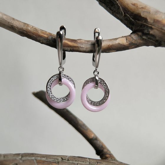 Срібні сережки з керамікою