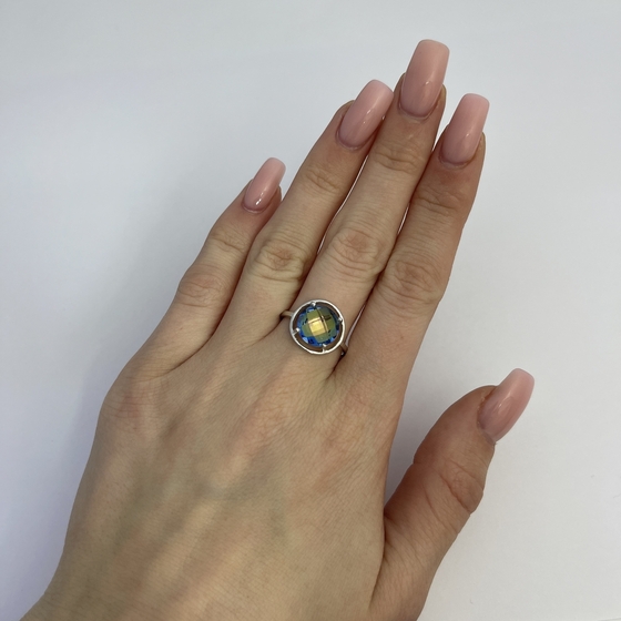 Серебряное кольцо с мистик топазом 6.993ct