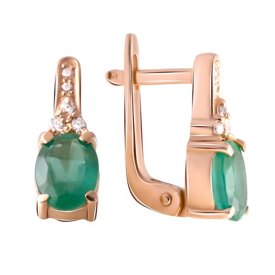 Золотые серьги с изумрудом