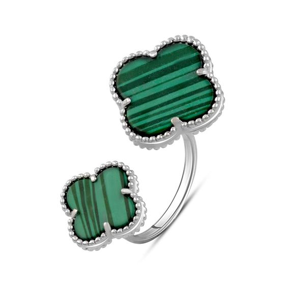Silver ring with malachite