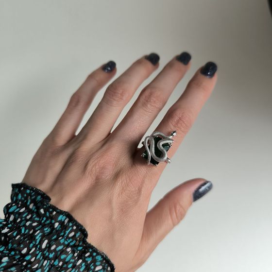 Серебряное кольцо с изумрудом nano 5.15ct