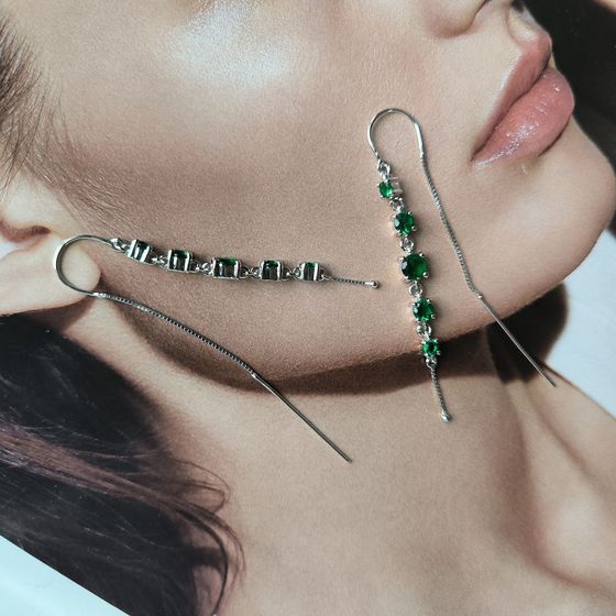 Срібні сережки зі смарагдом nano 1.871ct