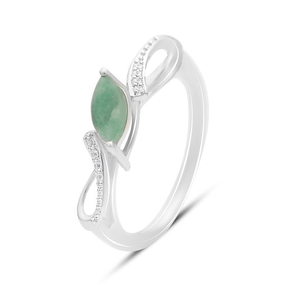 Срібна каблучка зі смарагдом 0.626ct, фіанітами