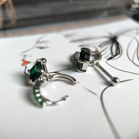 Срібні сережки зі смарагдом nano 2,295 карата