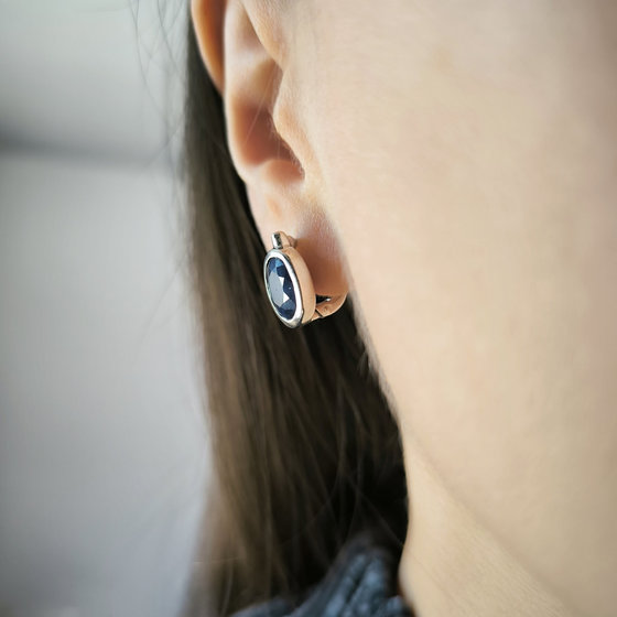 Срібні сережки з сапфіром 6.438ct