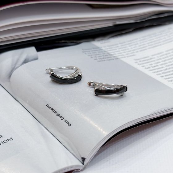 Silver earrings with ceramics