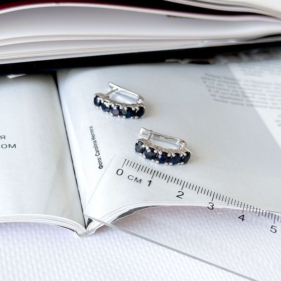 Серебряные серьги с сапфиром 3.544ct