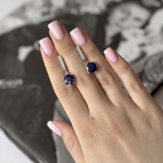 Срібні сережки з сапфіром 8.185ct