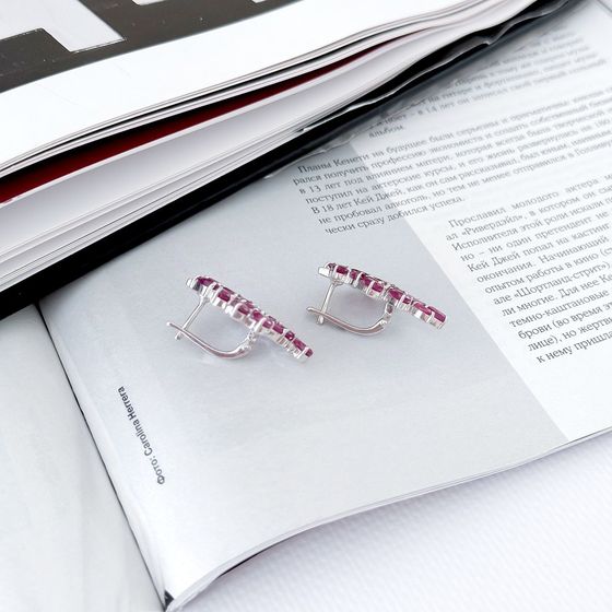 Серебряные серьги с рубином 7.925ct