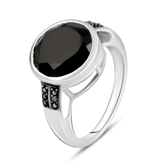 Серебряное кольцо с бриллиантом, шпинелью