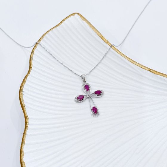 Срібне кольє з рубіном 1.329ct