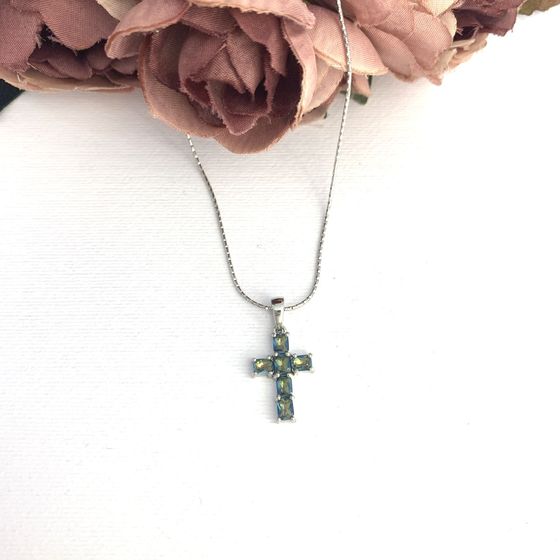 Срібний хрестик з містик топазом 2.05ct