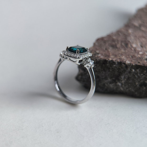 Silver ring with London Blue topaz