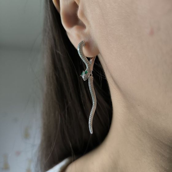 Срібні сережки з фіанітами