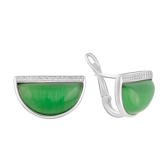 Silver cat's eye earrings