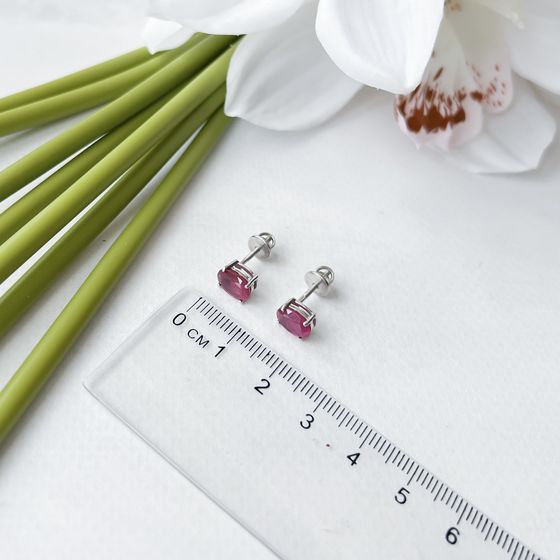 Срібні сережки з рубіном 3.587ct