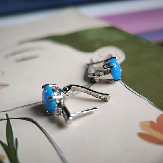 Серебряные серьги с опалом 1.698ct