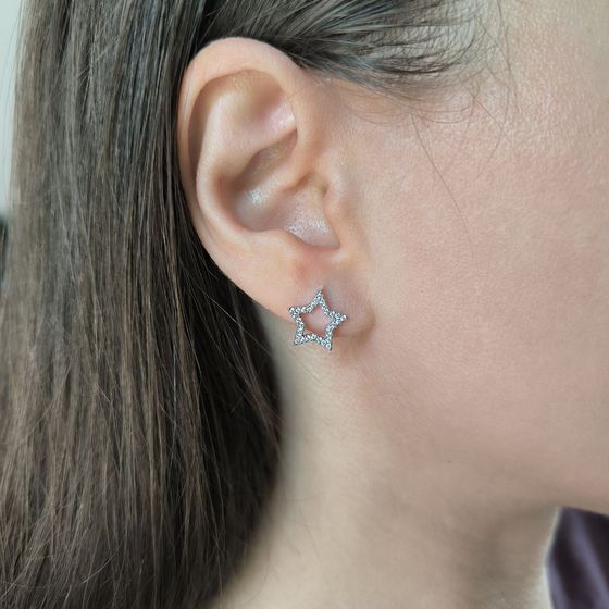 Срібні сережки з фіанітами