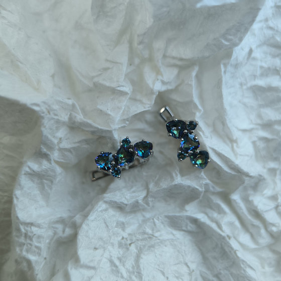 Silver earrings with a 1.42-carat mystic topaz