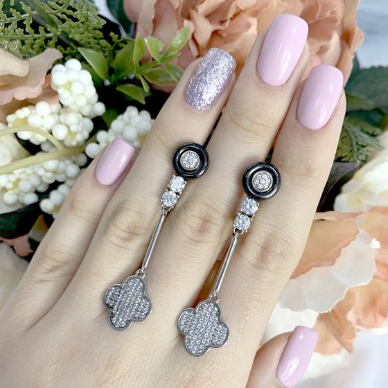 Silver earrings with ceramic
