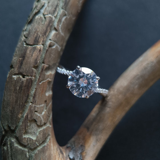 Silver ring with cubic zirconia