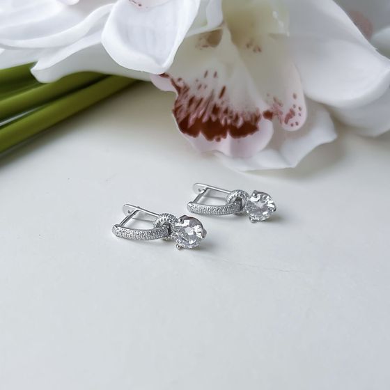 Срібні сережки з фіанітами