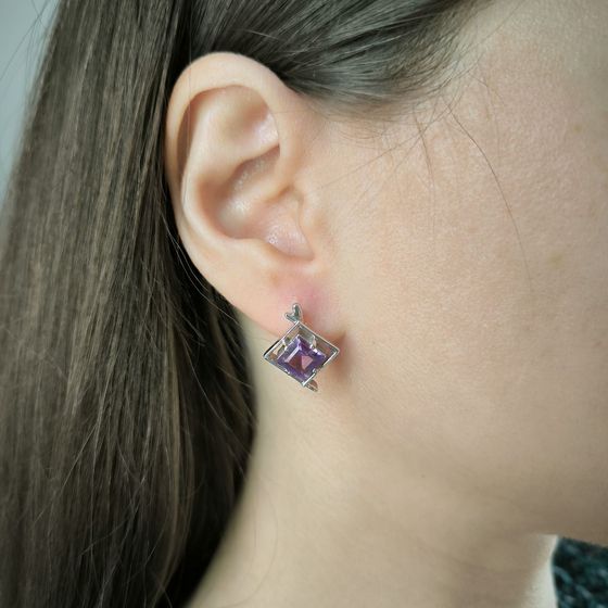 Silver earrings with amethyst 2.942ct