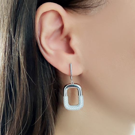 Silver Earrings with Fianites