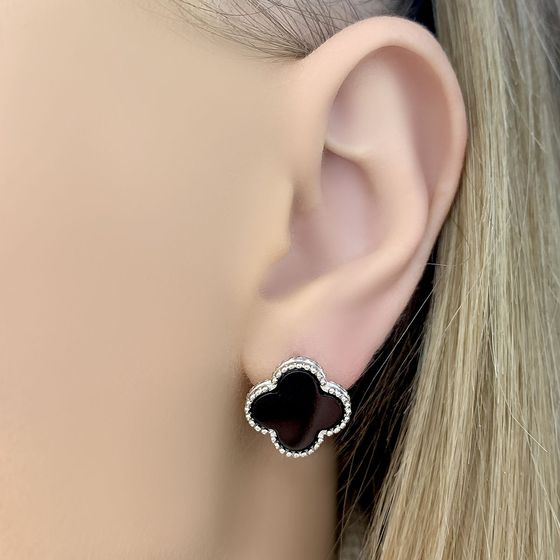 Срібні сережки з оніксом