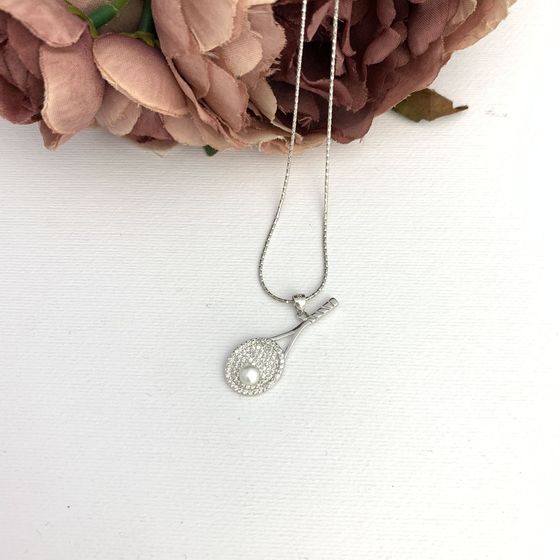 Silver pendant with fianites, pearls