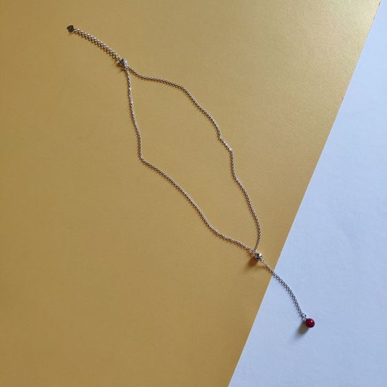 Silver necklace with coral