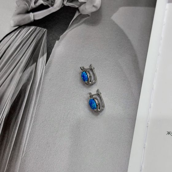 Срібні сережки з опалом 1.291ct