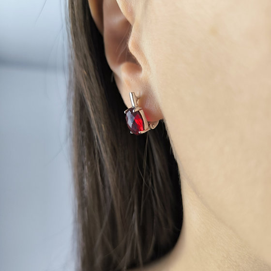 Срібні сережки з гранатом nano 4.45ct