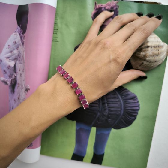 Silver bracelet with ruby