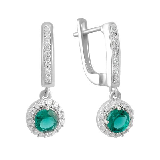 Серебряные серьги с аквамарином nano, фианитами