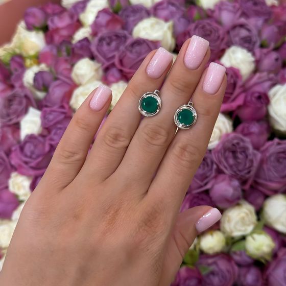 Срібні сережки з агатом 3.575ct