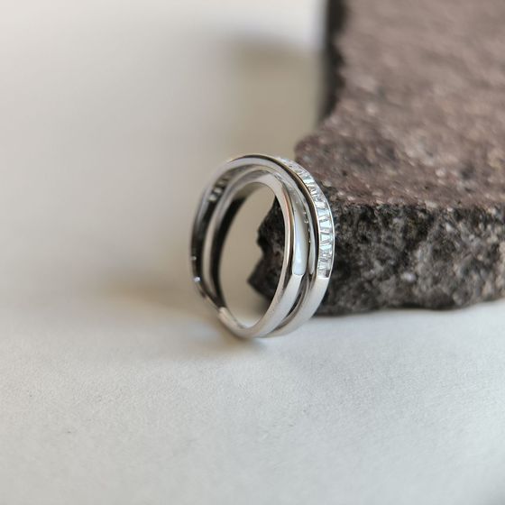 Silver ring with yemallu, fianites