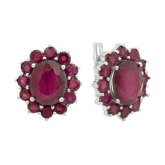 Срібні сережки з рубіном 5,388 карата