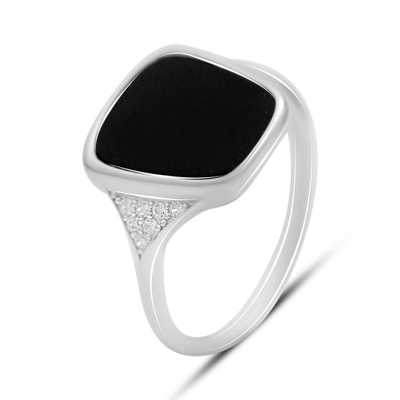 Silver ring with onyx