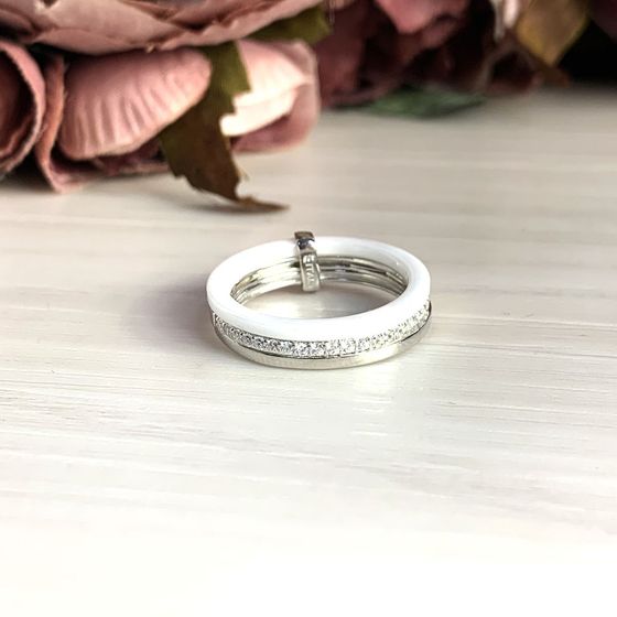 Silver ring with ceramics